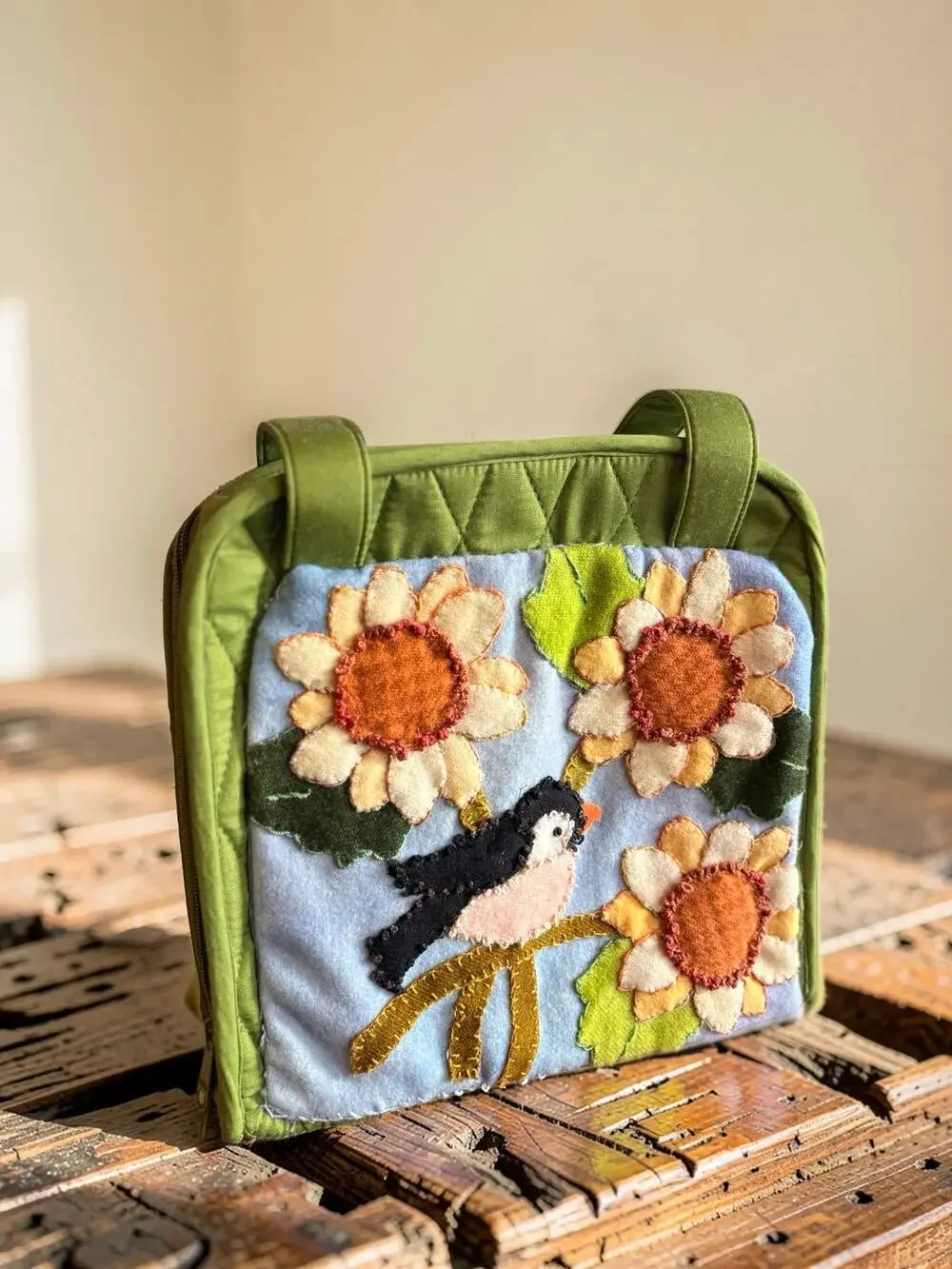 Yazzi Organizer Travel Case, Floral Appliqué Craft Storage Bag Australian Design